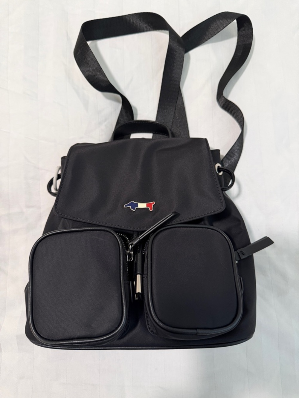 Louis Caster Black Women's Nylon Mini Backpack with Front Pockets